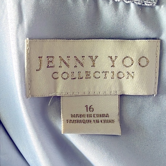 Jenny Yoo Strapless Dress Tulle Mock Neck Light Blue Size 16 New - Picture 5 of 11